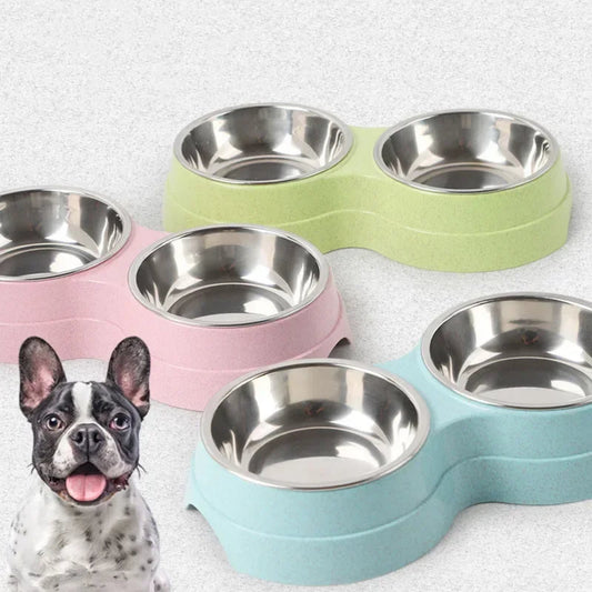 Double bols pour chien et chat – Inox durable, eau & nourriture - Le Panier du Chien