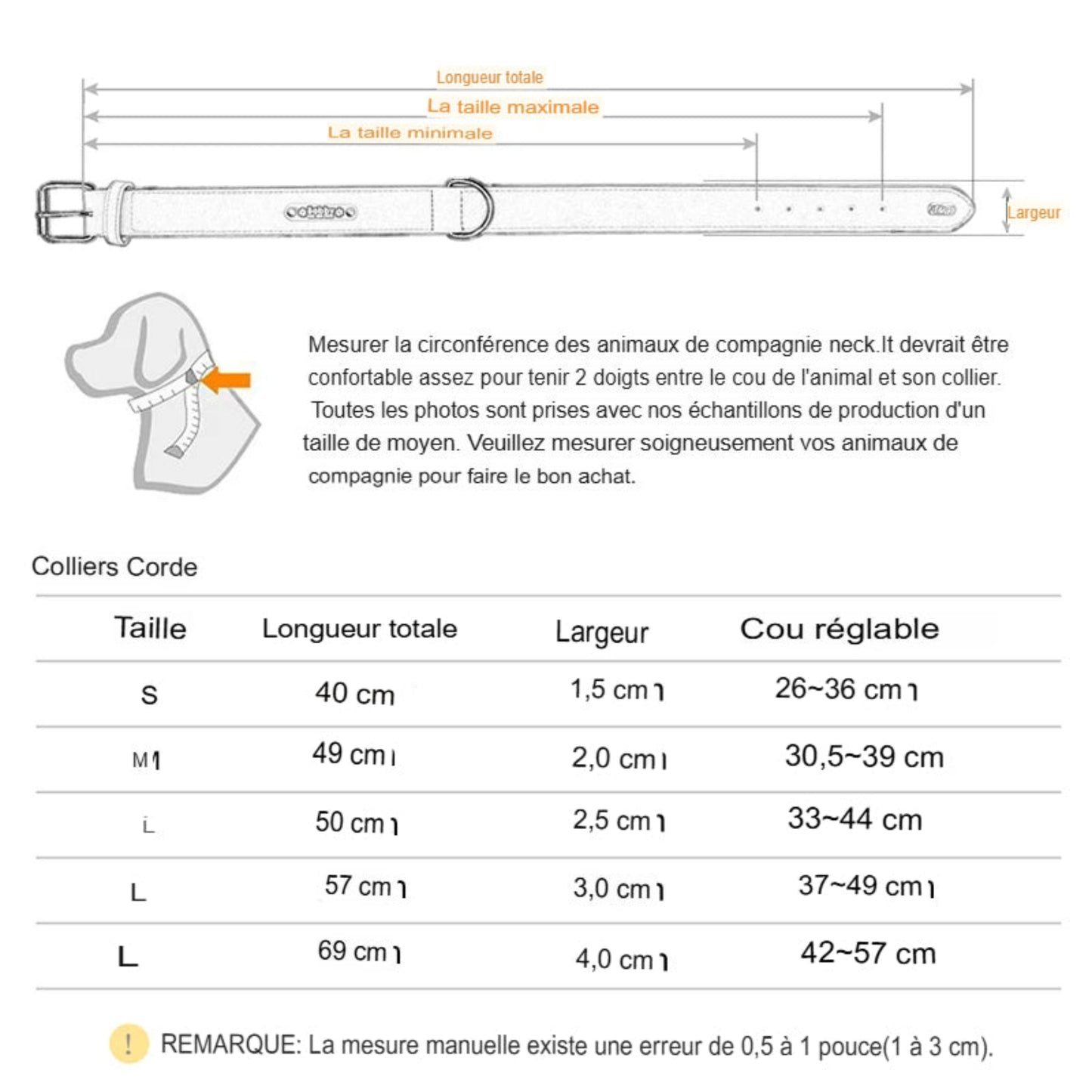 Collier en nylon solide et réglable pour chien, durable et confortable pour toutes tailles de chiens