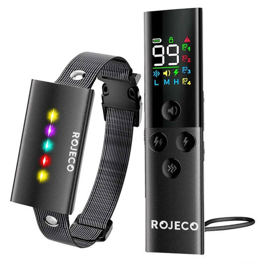 ROJECO collier de dressage électrique chien – Télécommande numérique, vibrations, mode choc, étanche IPX7, anti-aboiement
