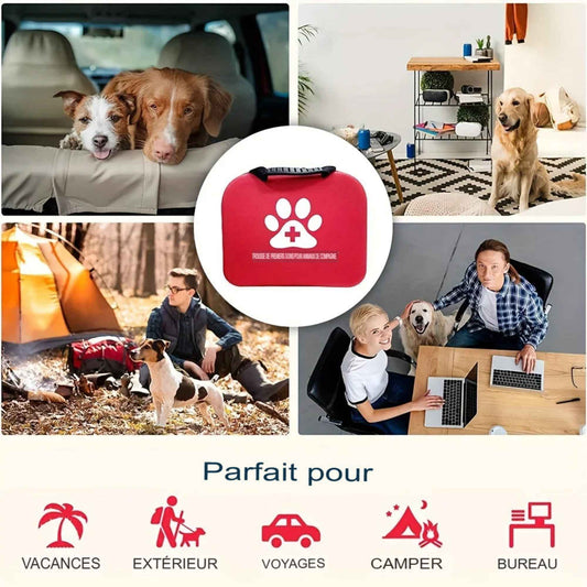 Trousse de premiers secours pour chien et chat – Kit d’urgence EVA portable 61 pièces pour voyage, camping et activités extérieures