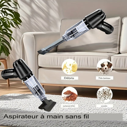 Aspirateur sans fil super puissant avec charge USB. Léger, 7 accessoires inclus, idéal pour sols durs, tapis et poils d’animaux. Rangement facile. Aspirateur domestique polyvalent.