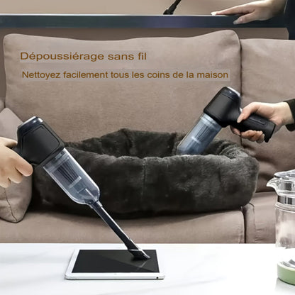 Aspirateur sans fil super puissant avec charge USB. Léger, 7 accessoires inclus, idéal pour sols durs, tapis et poils d’animaux. Rangement facile. Aspirateur domestique polyvalent.
