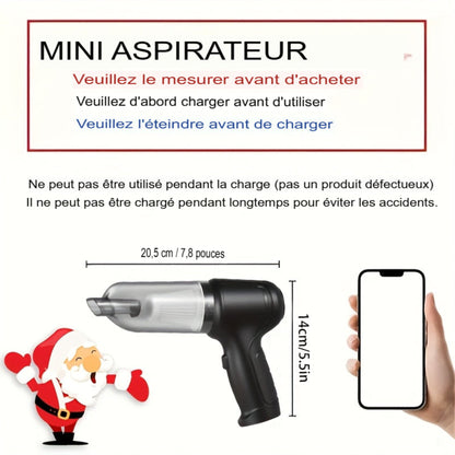 Aspirateur sans fil super puissant avec charge USB. Léger, 7 accessoires inclus, idéal pour sols durs, tapis et poils d’animaux. Rangement facile. Aspirateur domestique polyvalent.