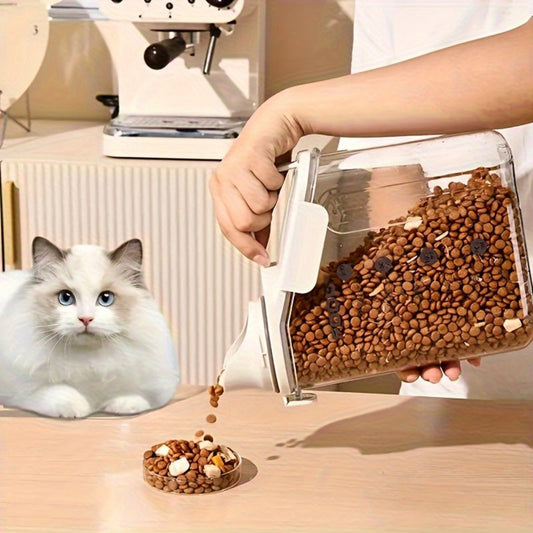 Boite hermétique 2000/2800 ml pour nourriture pour animaux. Anti‑humidité, avec tasse à mesurer et poignée. Design transparent pour croquettes chien/chat. Idéal garde‑manger.