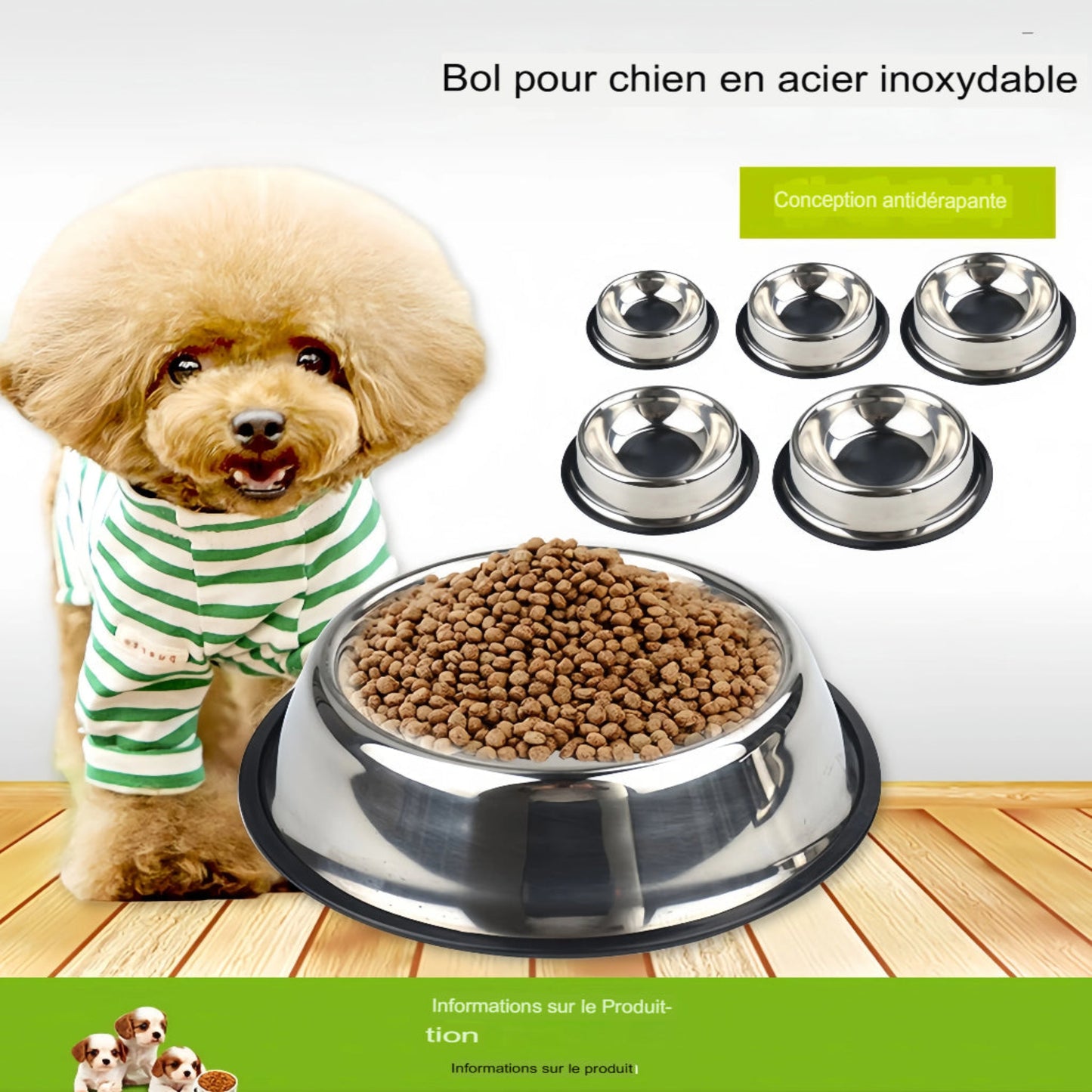 Bol en acier inoxydable pour chien et chat – Gamelle durable, hygiénique et stable - undefined