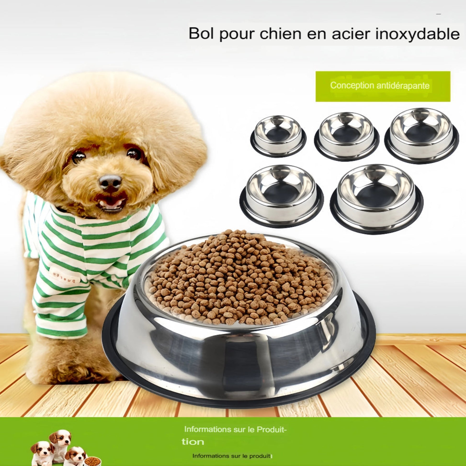 Bol en acier inoxydable pour chien et chat – Gamelle durable, hygiénique et stable - undefined
