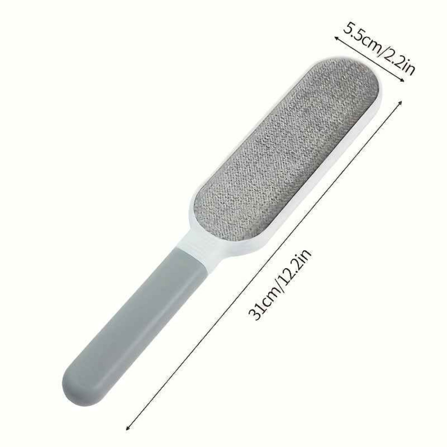 Brosse anti‑poils réutilisable double face. Anti‑statique, enlève les poils de chats et chiens sur vêtements, canapé, meubles, literie et tapis. Polypropylène durable, sans alimentation.