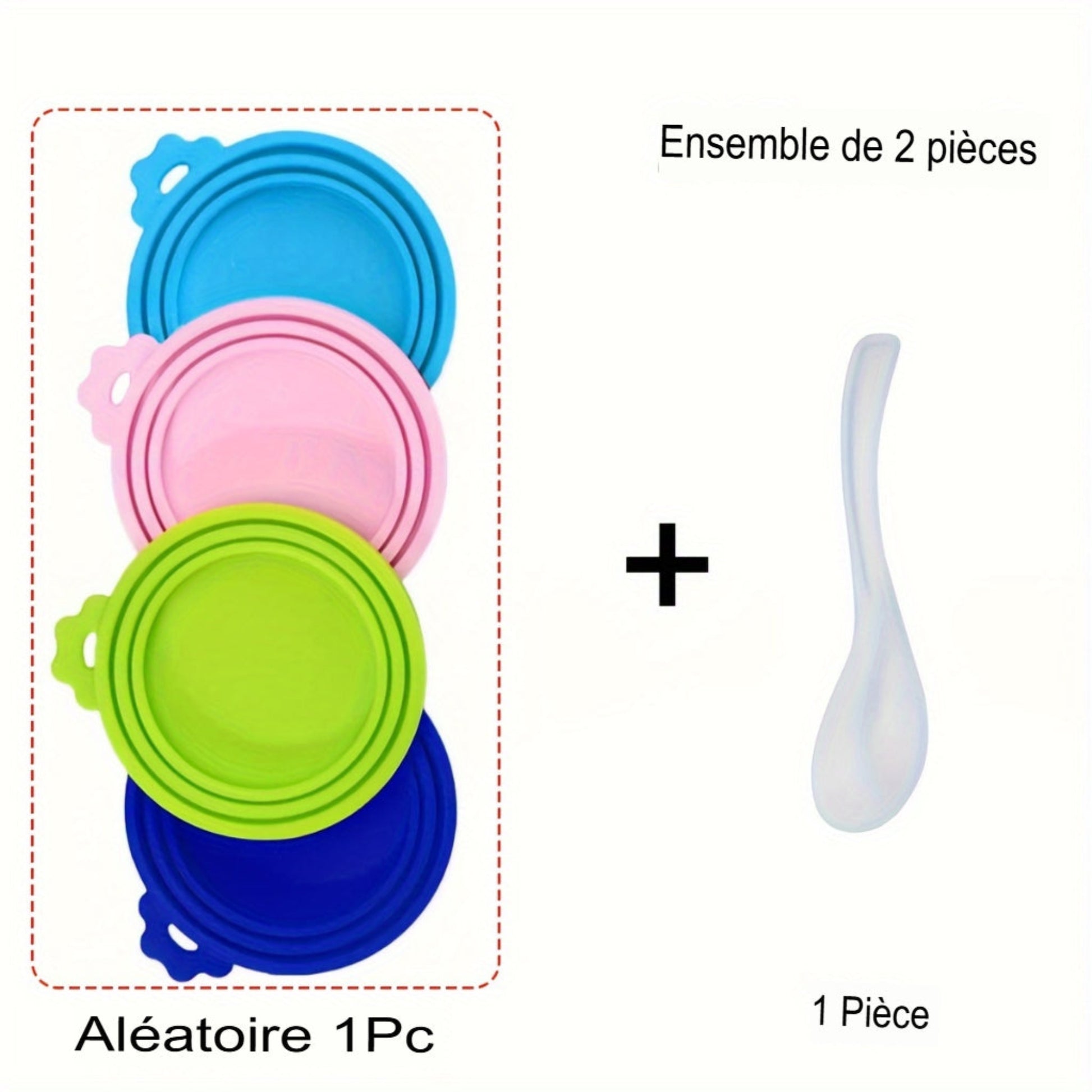 Couvercles en silicone pour aliments pour animaux, 2/3 pièces avec cuillère. S’adaptent aux boîtes, gardent la fraîcheur, idéals pour nourriture de chats et chiens