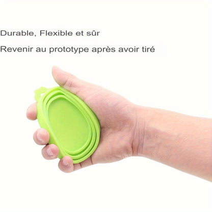 Couvercles en silicone pour aliments pour animaux, 2/3 pièces avec cuillère. S’adaptent aux boîtes, gardent la fraîcheur, idéals pour nourriture de chats et chiens
