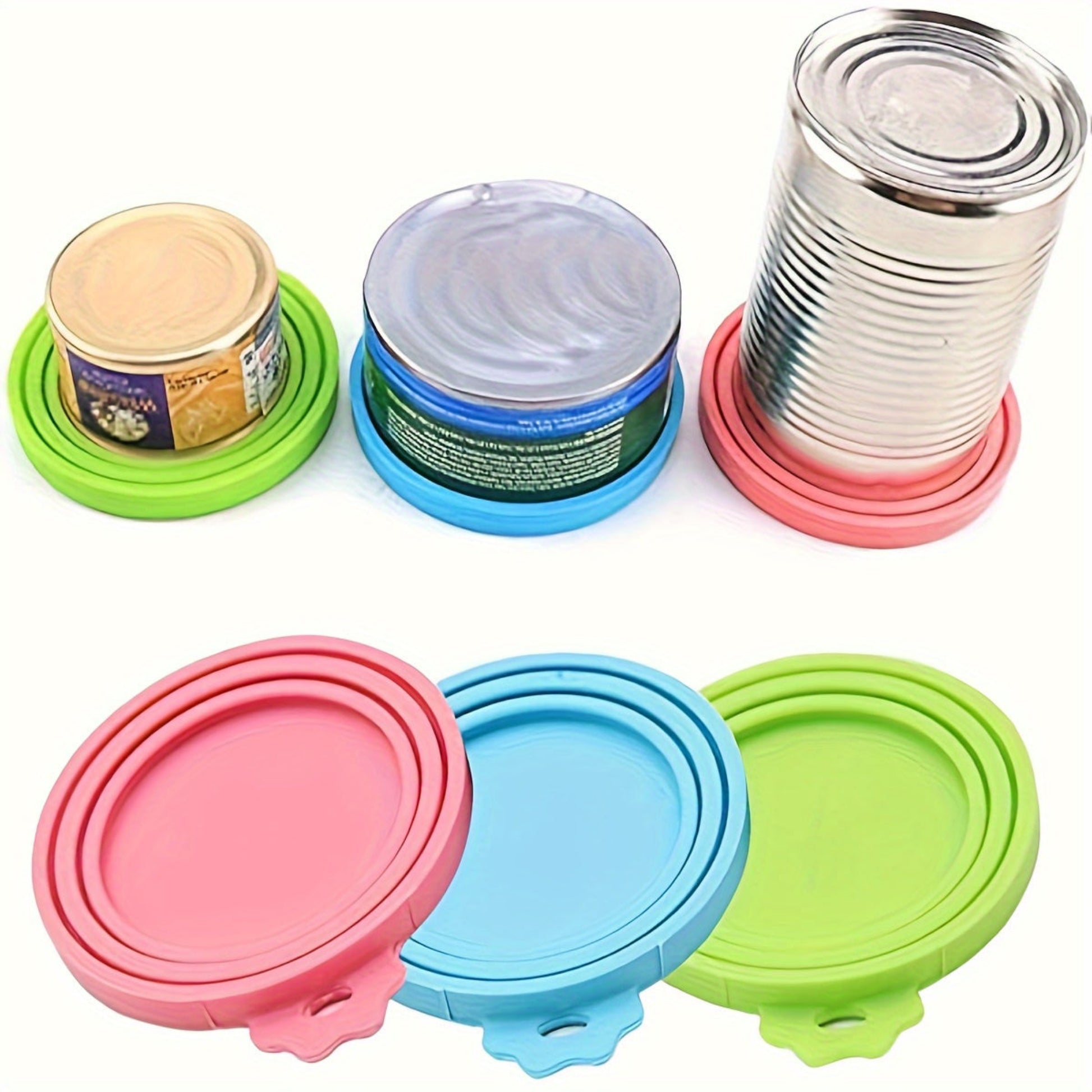Couvercles en silicone pour aliments pour animaux, 2/3 pièces avec cuillère. S’adaptent aux boîtes, gardent la fraîcheur, idéals pour nourriture de chats et chiens