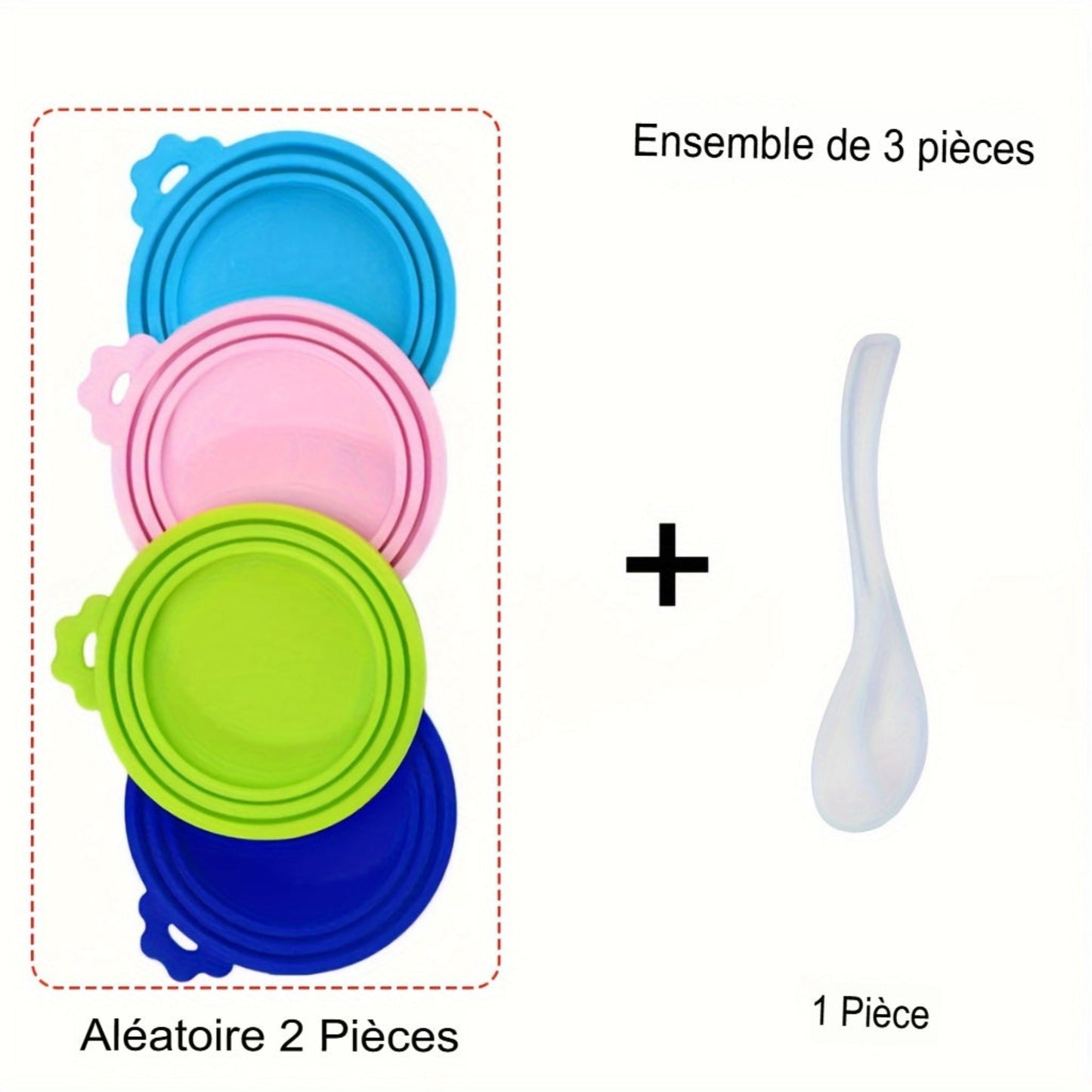 Couvercles en silicone pour aliments pour animaux, 2/3 pièces avec cuillère. S’adaptent aux boîtes, gardent la fraîcheur, idéals pour nourriture de chats et chiens