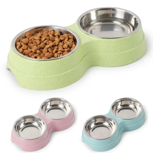 Double bols pour chien et chat – Inox durable, eau & nourriture - Le Panier du Chien
