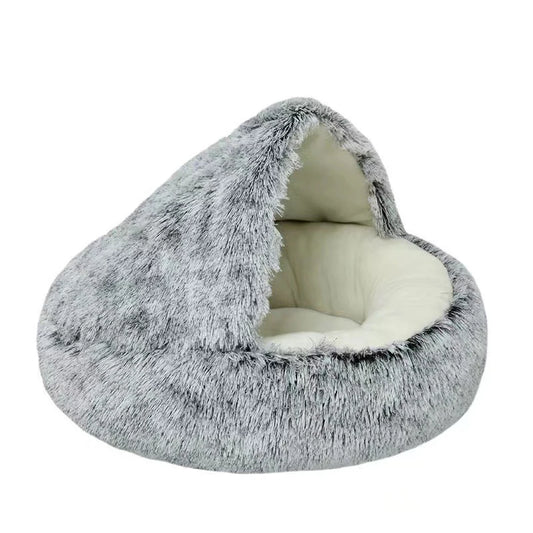 Lit rond en peluche douce pour animaux – Nid moelleux et confortable - Le Panier du Chien