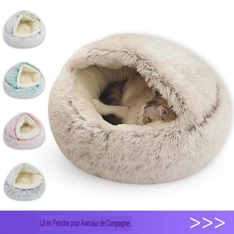 Lit rond en peluche douce pour animaux – Nid moelleux et confortable - Le Panier du Chien