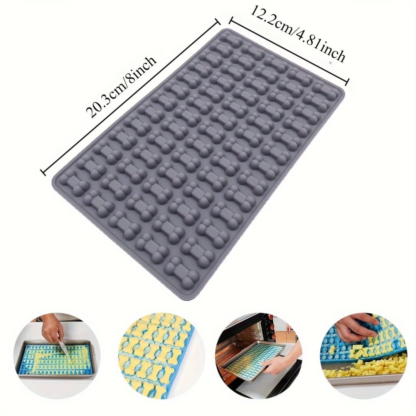 Moule en silicone en forme d’os pour friandises pour chiens. Idéal pour chocolats, glaçons, bonbons et snacks maison. Silicone alimentaire, facile à nettoyer, 1 unité