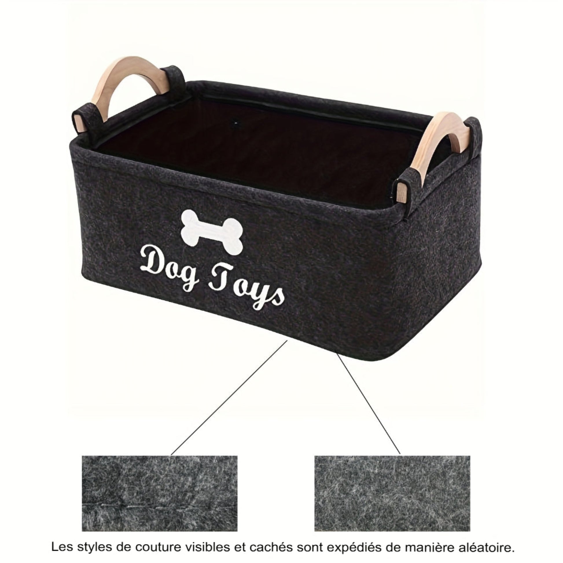 Panier de rangement pliable FeltPaws pour animaux. Poignée robuste, feutre durable, facile à nettoyer. Idéal pour jouets, vêtements, accessoires et produits de toilettage.