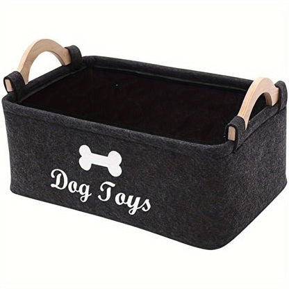 Panier de rangement pliable FeltPaws pour animaux. Poignée robuste, feutre durable, facile à nettoyer. Idéal pour jouets, vêtements, accessoires et produits de toilettage.