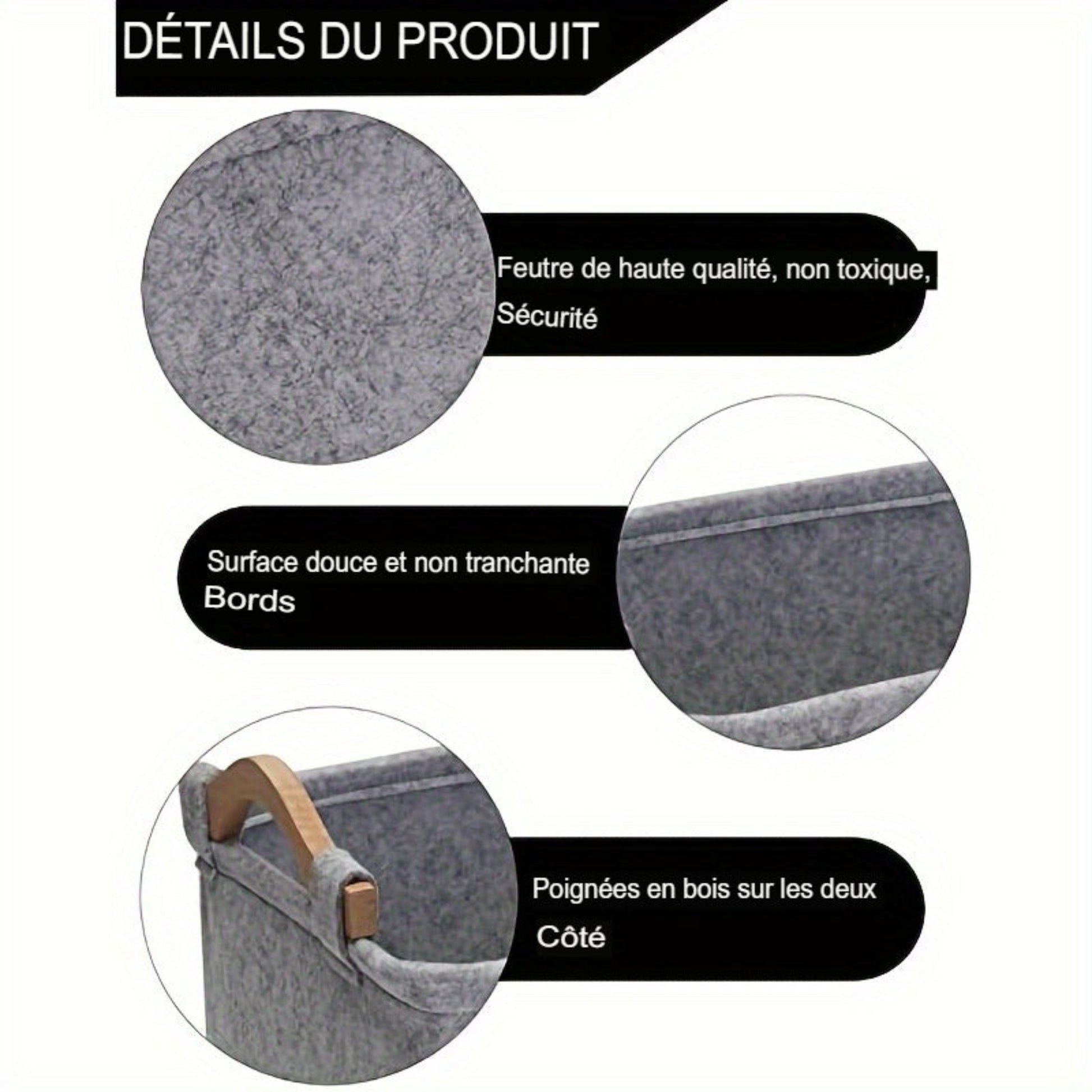 Panier de rangement pliable FeltPaws pour animaux. Poignée robuste, feutre durable, facile à nettoyer. Idéal pour jouets, vêtements, accessoires et produits de toilettage.