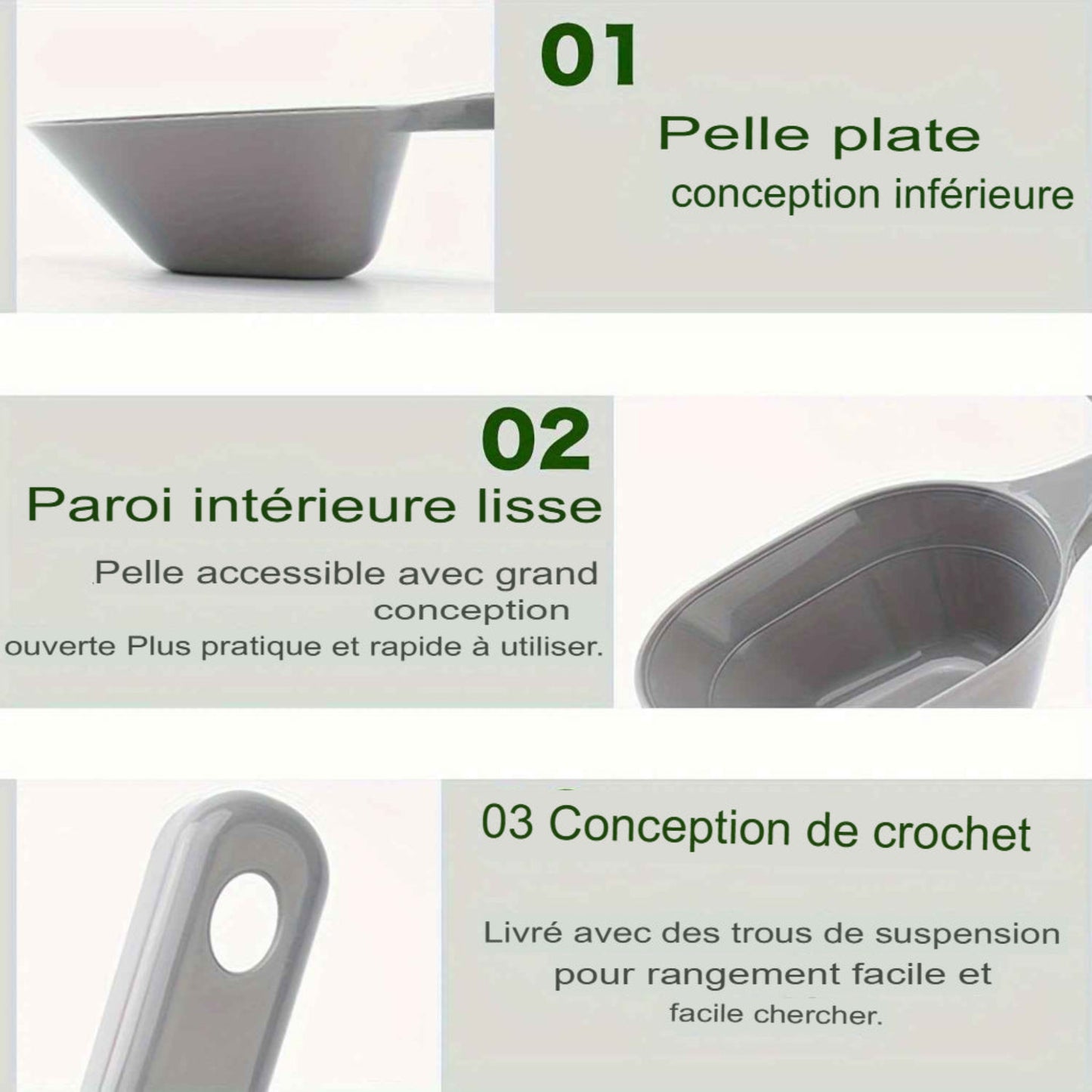 Pelle à croquettes grand format en plastique résistant. Cuillère d’alimentation durable, facile à utiliser, idéale pour chiens et chats. Parfaite pour doser et servir les repas