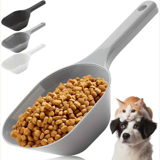 Pelle à croquettes grand format en plastique résistant. Cuillère d’alimentation durable, facile à utiliser, idéale pour chiens et chats. Parfaite pour doser et servir les repas