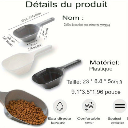 Pelle à croquettes grand format en plastique résistant. Cuillère d’alimentation durable, facile à utiliser, idéale pour chiens et chats. Parfaite pour doser et servir les repas