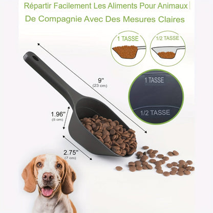 Pelle à croquettes grand format en plastique résistant. Cuillère d’alimentation durable, facile à utiliser, idéale pour chiens et chats. Parfaite pour doser et servir les repas