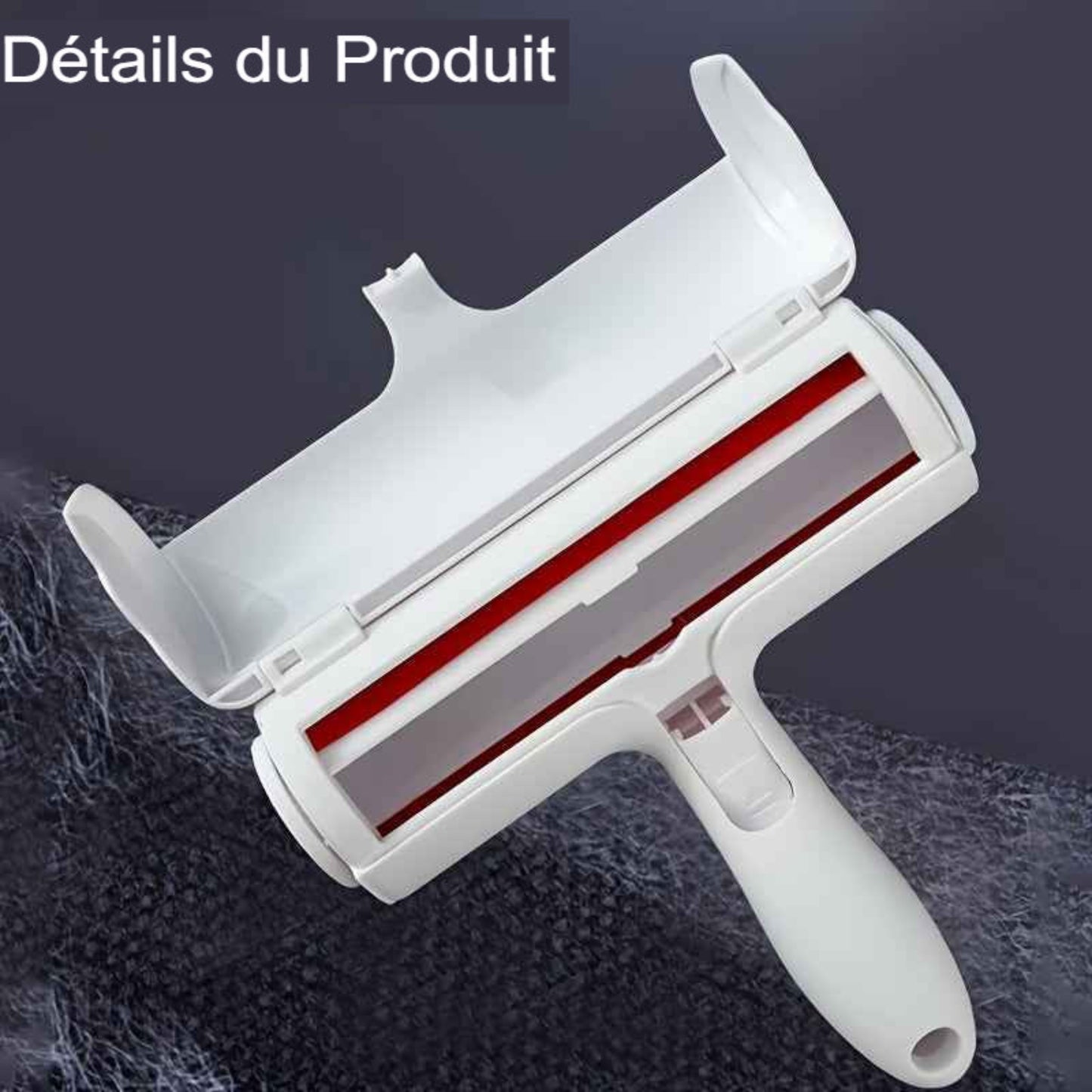 Rouleau de retrait des poils d’animaux, portable et réutilisable. Élimine les poils de chats et chiens sur canapés, tapis, literie et vêtements. Facile à nettoyer