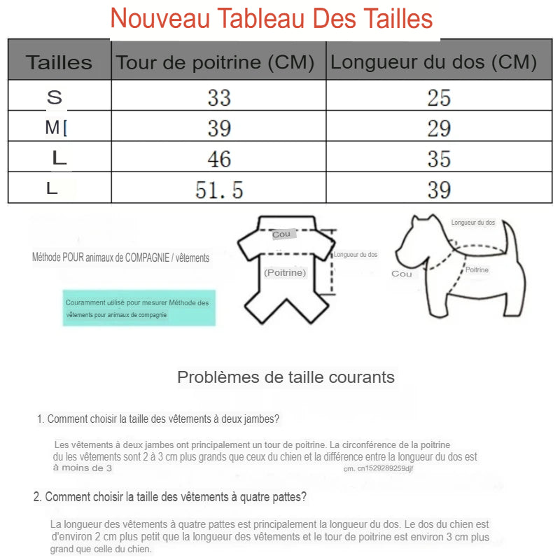 Vêtements chauds d’hiver pour chiens et chats – Gilet avec anneau en D pour Chihuahua, Bouledogue français et petits animaux - Le Panier du Chien