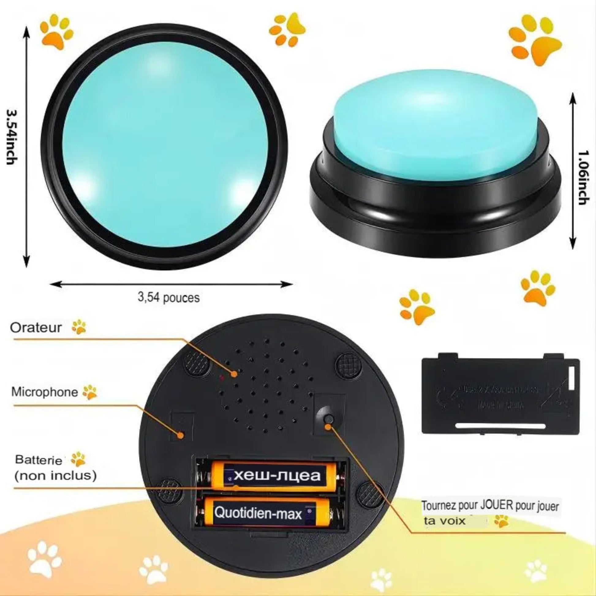 Boutons parlants enregistrables pour chien – Jouets interactifs et éducatifs portables - Le Panier du Chien