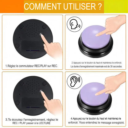 Boutons parlants enregistrables pour chien – Jouets interactifs et éducatifs portables - Le Panier du Chien