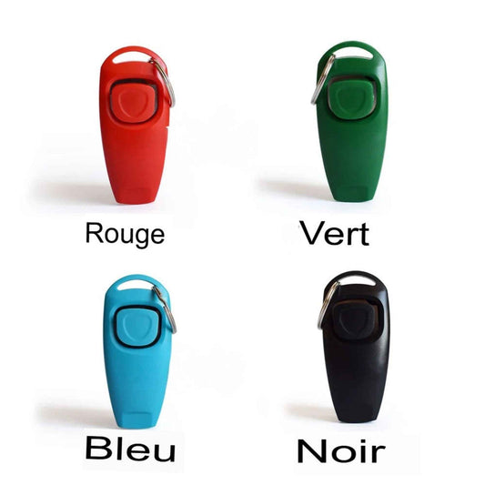 Clicker et sifflet 2-en-1 pour dressage animal – Entraîneur pour chien, chiot, chat, oiseaux – Accessoire d’éducation avec porte-clés