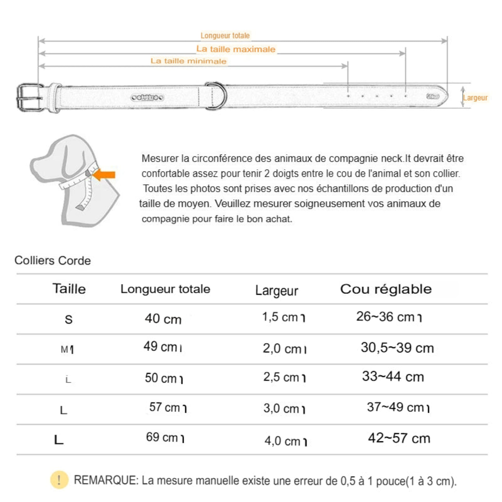 Collier en nylon solide et réglable pour chien, durable et confortable pour toutes tailles de chiens