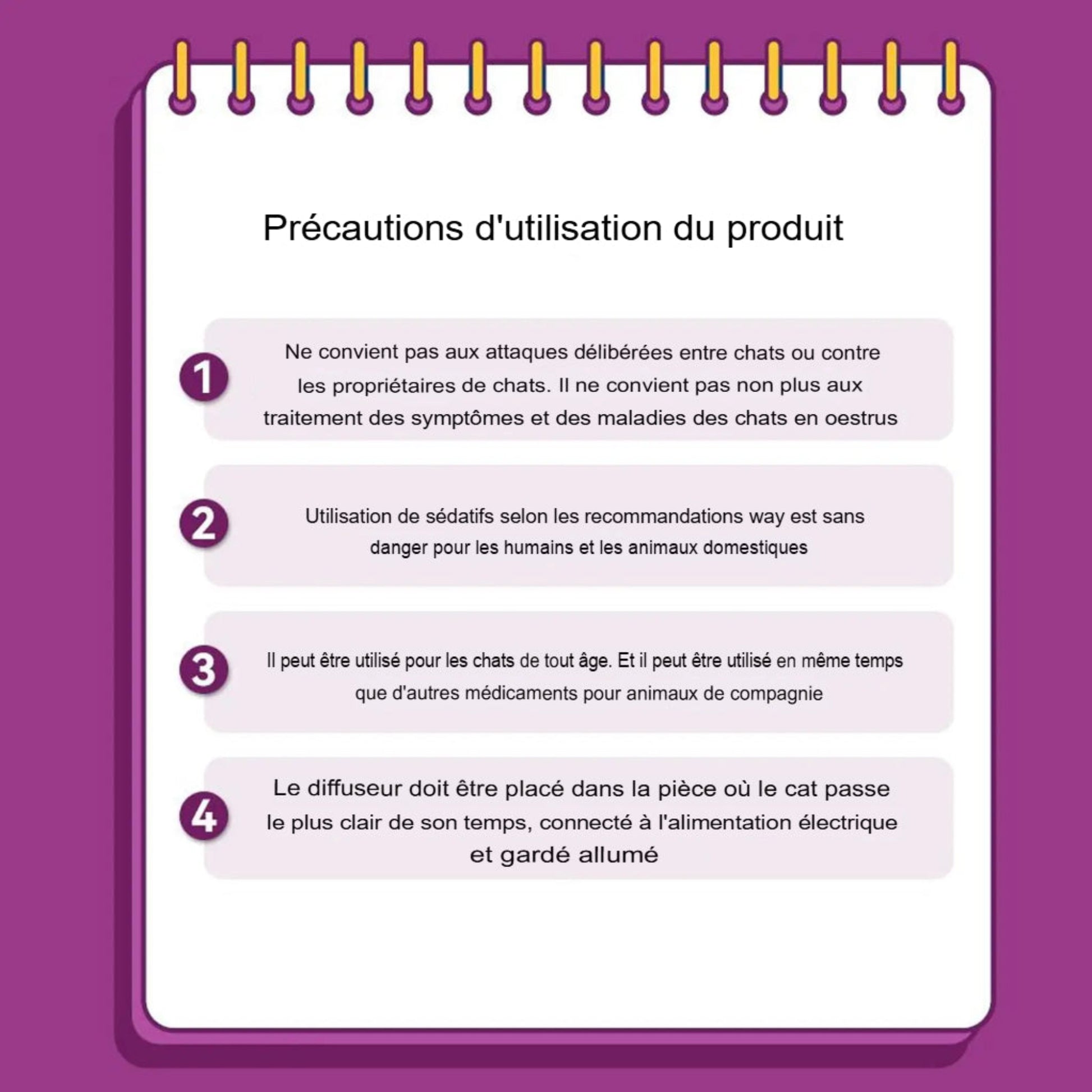 Diffuseur de phéromones apaisantes pour chat anti-stress longue durée
