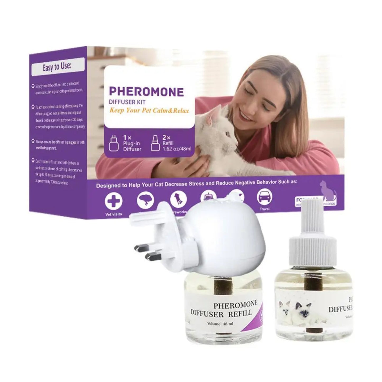 Diffuseur de phéromones apaisantes pour chat anti-stress longue durée