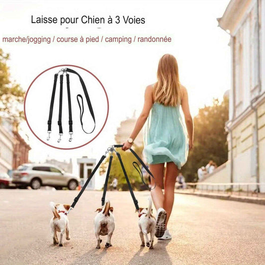 Système de harnais pour chien 3 directions – Laisse anti-traction 5 ft + ceinture de sécurité voiture réglable – Pour toutes tailles de chiens, idéal promenade, randonnée et voyage