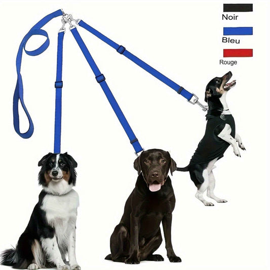 Système de harnais pour chien 3 directions – Laisse anti-traction 5 ft + ceinture de sécurité voiture réglable – Pour toutes tailles de chiens, idéal promenade, randonnée et voyage