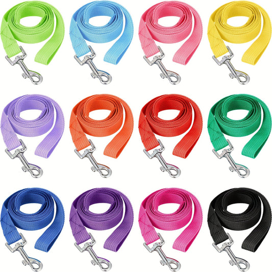 Lot de 12 laisses en nylon 1,5 m pour chiens, 12 couleurs modernes pour entraînement et promenade