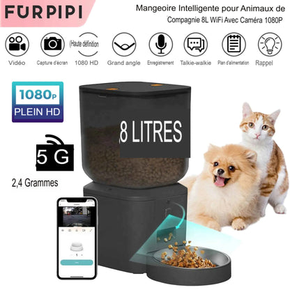 Mangeoire automatique pour chien et chat 8L avec caméra HD 1080p et vision nocturne