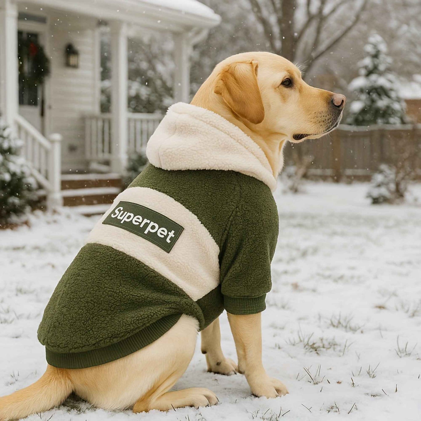 Manteau à capuche pour chien hiver – maille douce et chaude, vêtement épaissi pour chiens moyens et grands (Bouledogue, Labrador, Rottweiler)