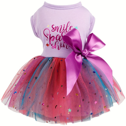 Robe tutu rose et violet pour petit chien et chat, tenue douce printemps été