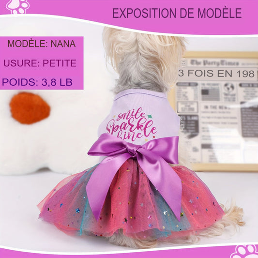 Robe tutu rose et violet pour petit chien et chat, tenue douce printemps été