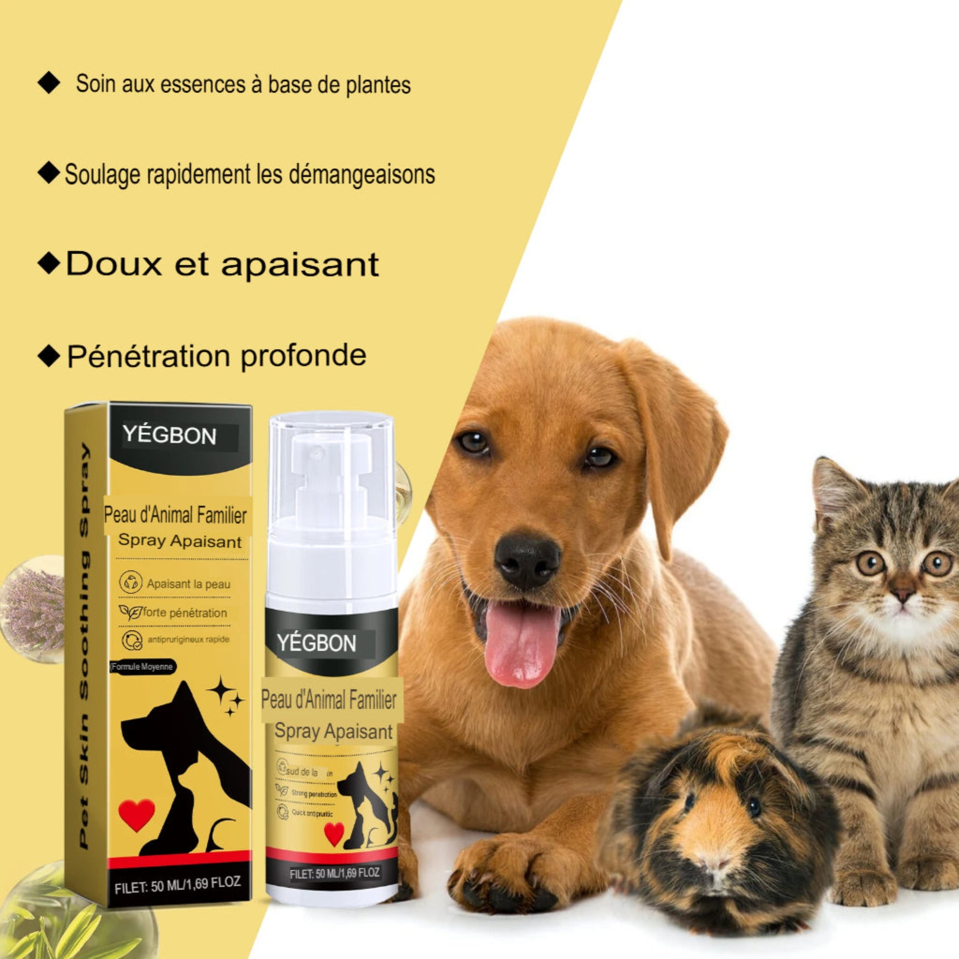 Spray apaisant  50ml pour chiens et chats, soin peau anti-démangeaisons