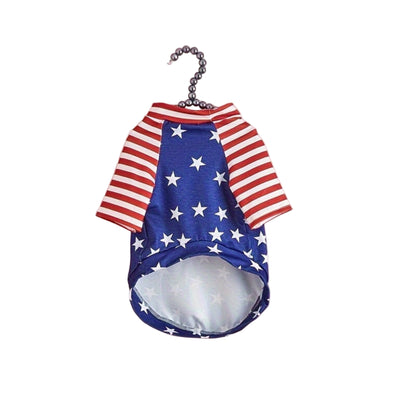 Tenue patriotique étoilée pour chiens et chats avec chapeau bleu et nœud papillon rouge blanc bleu