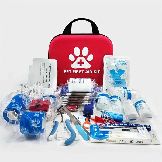 Trousse de premiers secours pour chien et chat – Kit d’urgence EVA portable 61 pièces pour voyage, camping et activités extérieures